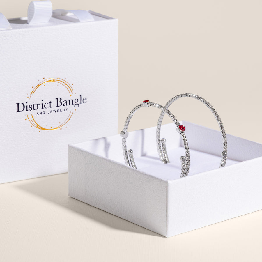 Birthstone bangle gift set (Silver)