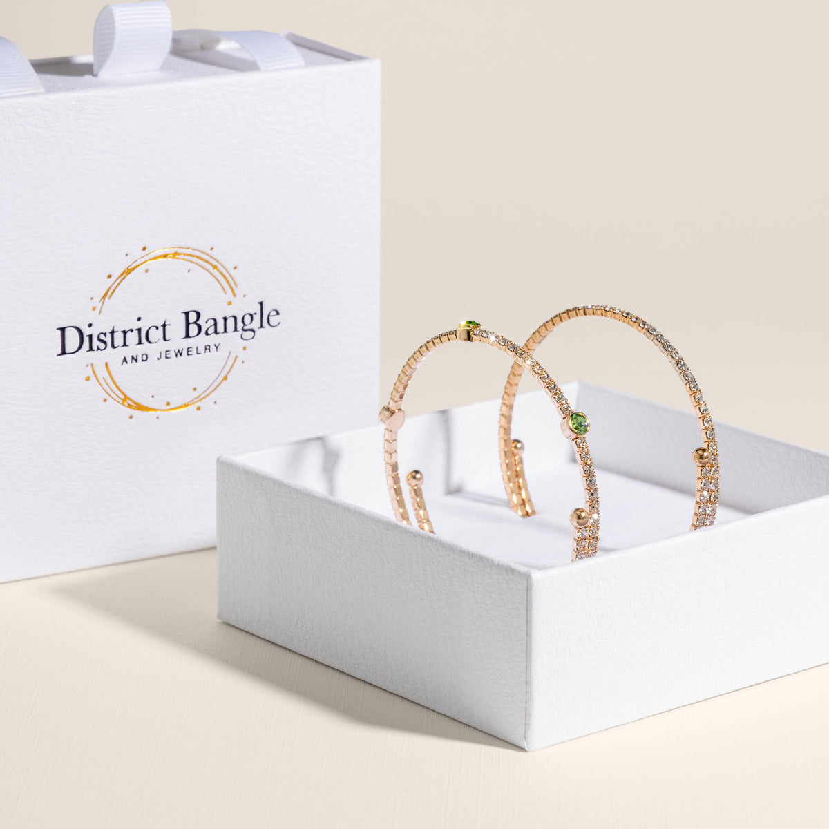 Birthstone bangle gift set (Gold)