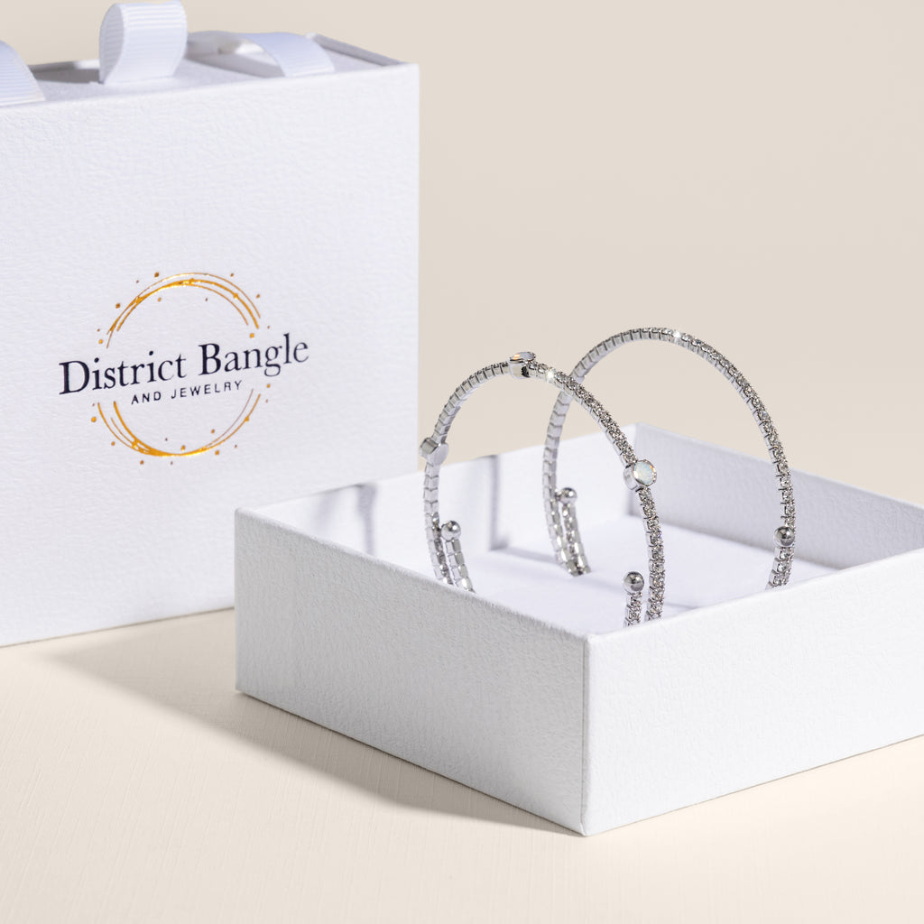 Birthstone bangle gift set (Silver)