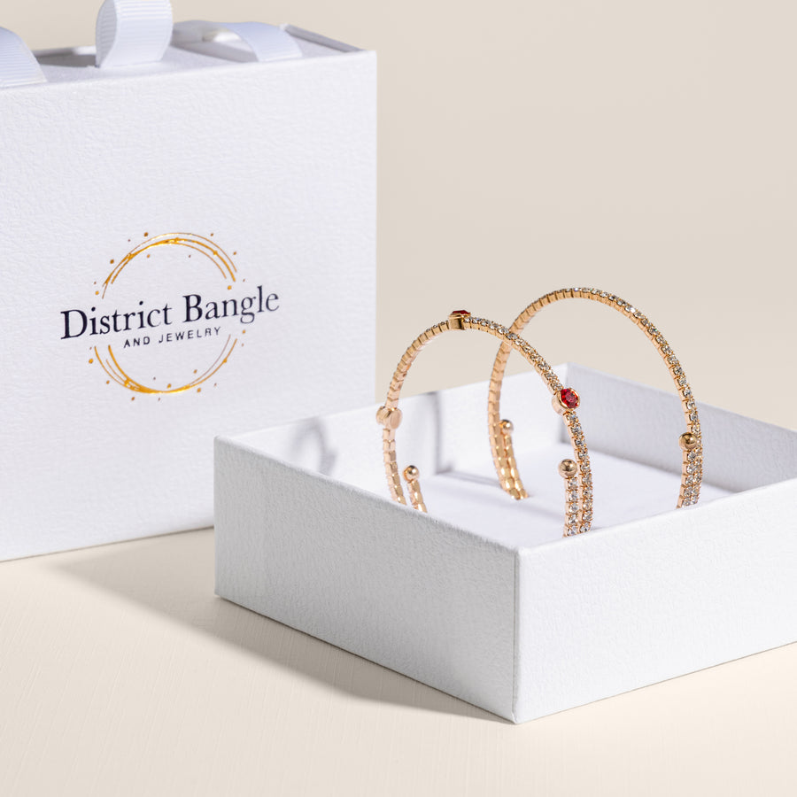 Birthstone bangle gift set (Gold)