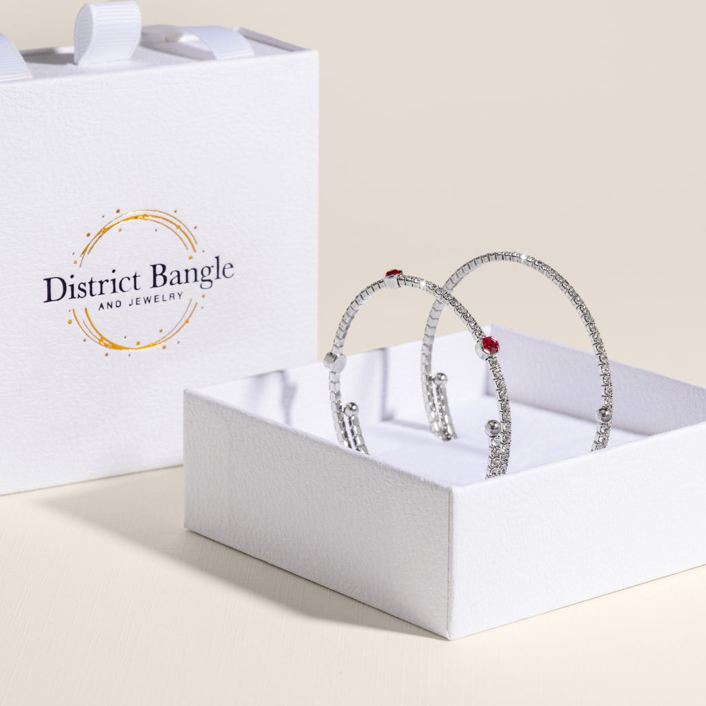 Birthstone bangle gift set (Silver)