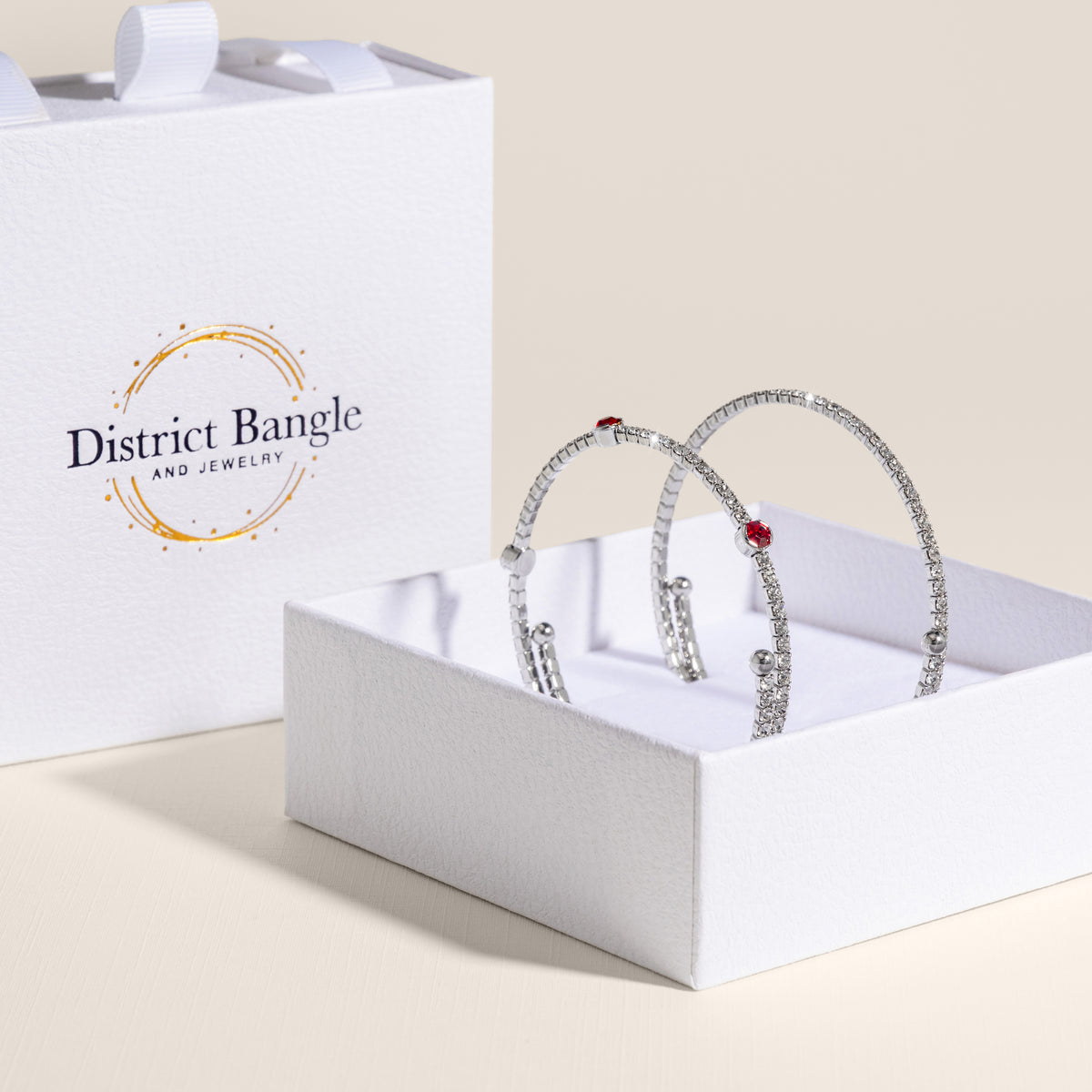 Birthstone bangle gift set (Silver)