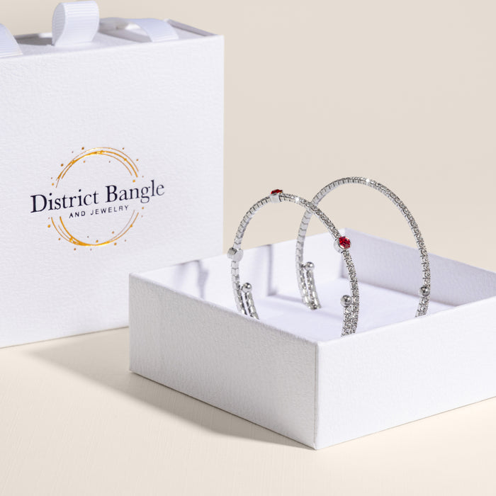 Birthstone bangle gift set (Silver)