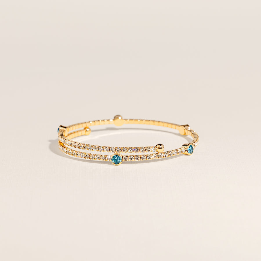 March Aquamarine Birthstone Bangle