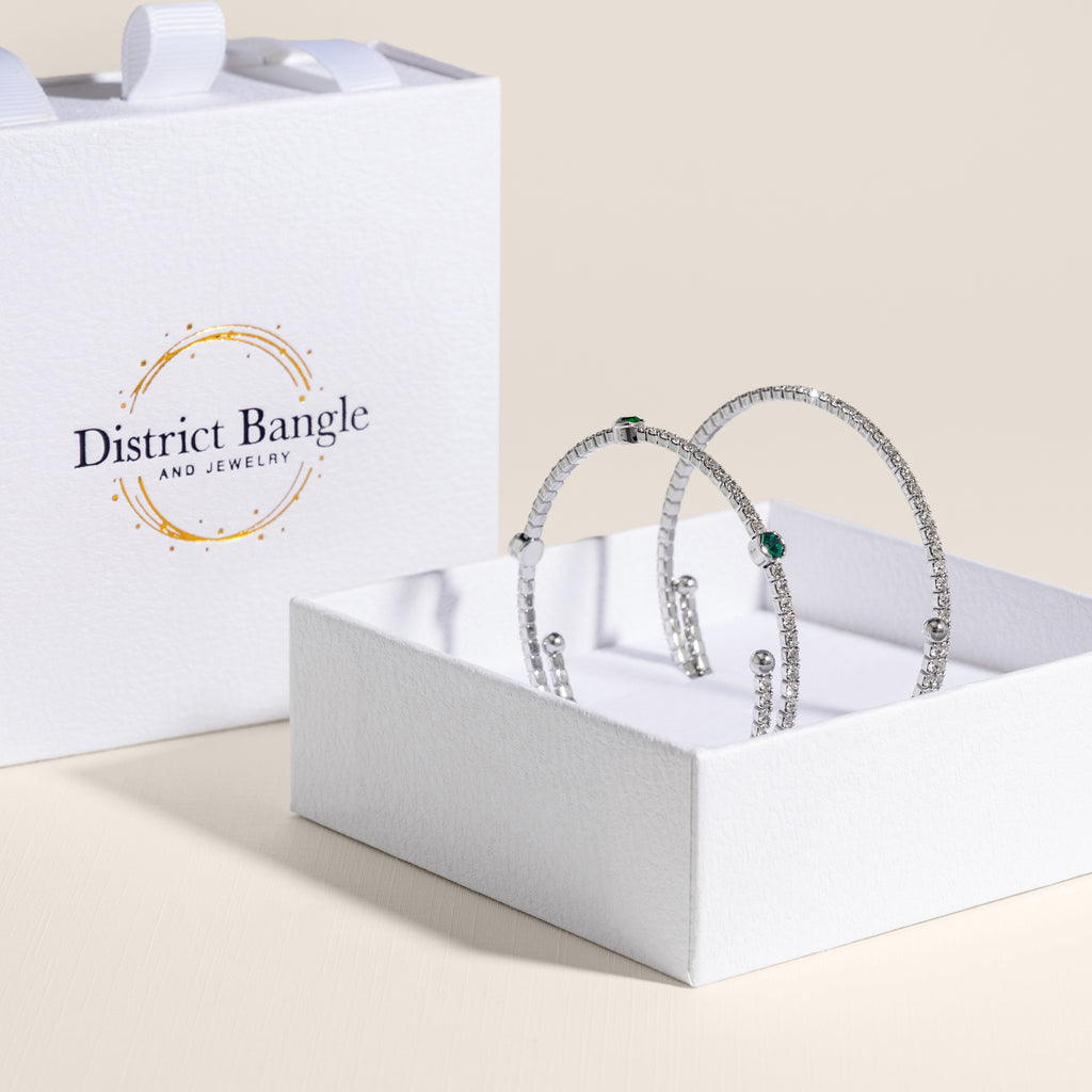 Birthstone bangle gift set (Silver)