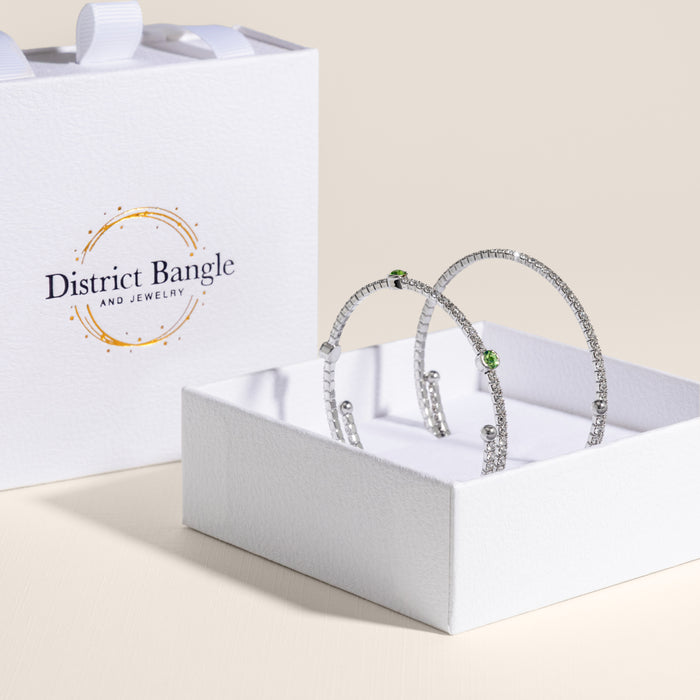 Birthstone bangle gift set (Silver)