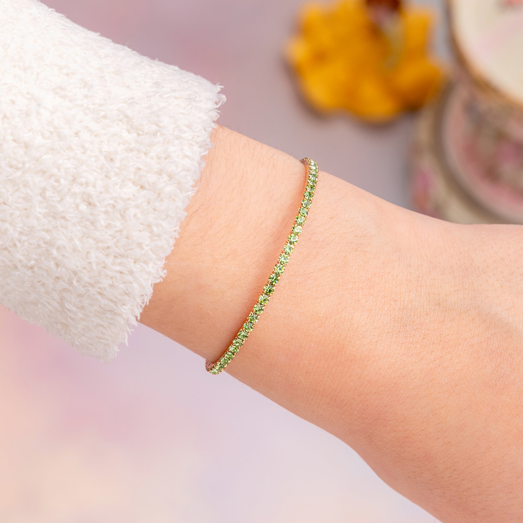 Kids Green Crystal Flex Bangle