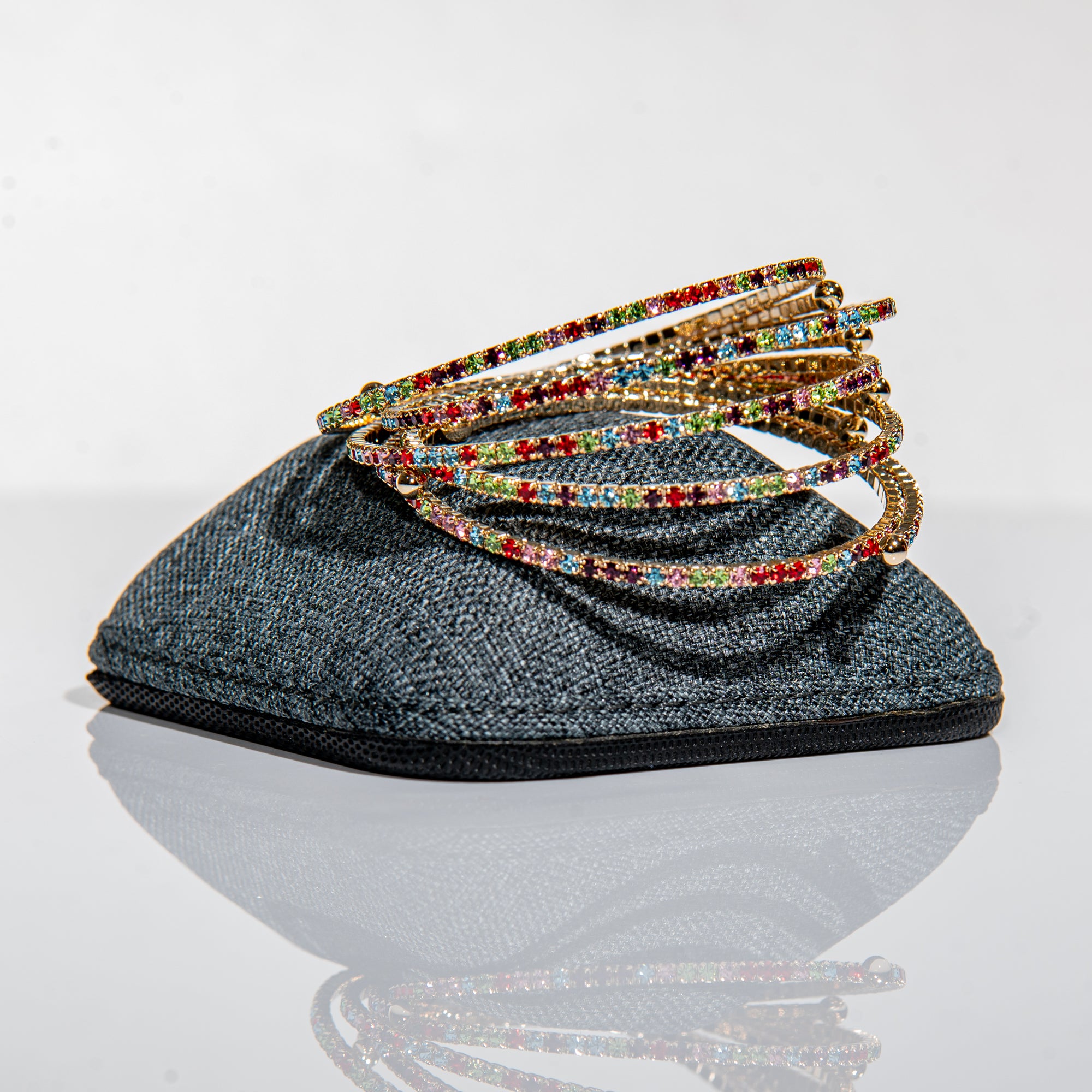 Rainbow Crystal Gold Flex Bangle