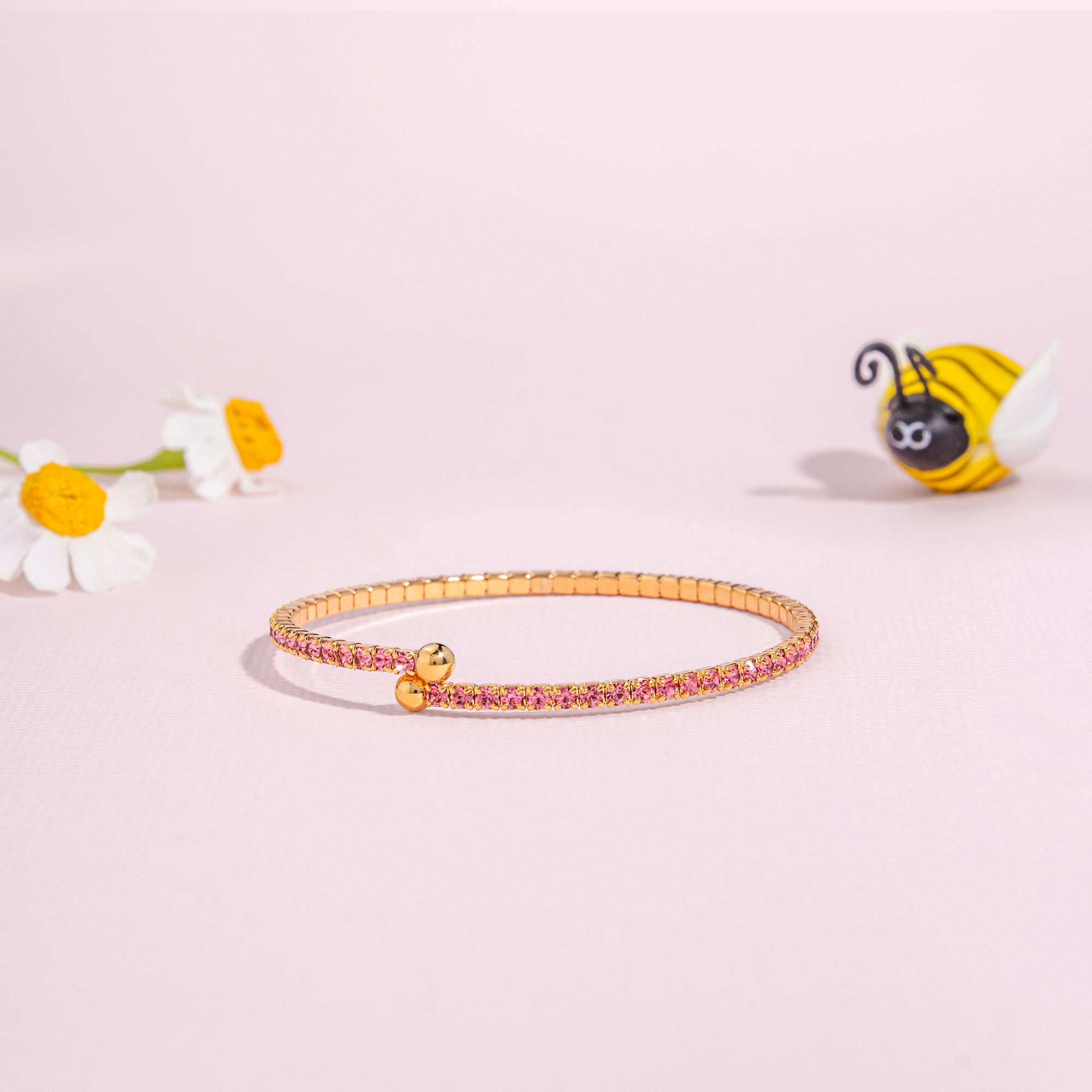 Kids Pink Crystal Flex Bangle