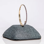 February amethyst birthstone bangle in gold showing purple crystals on flexible memory wire construction