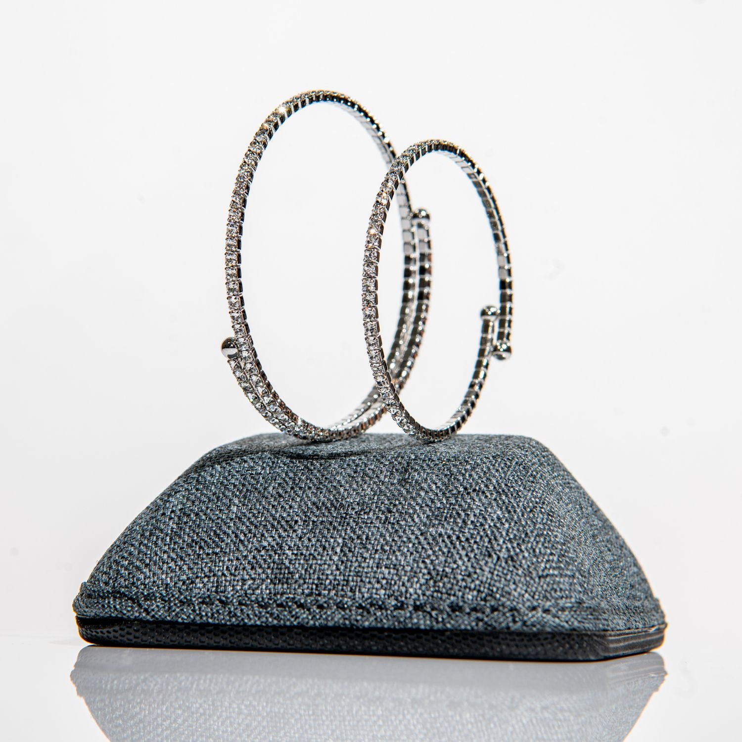 Perfect gift - classic silver bangles with clear crystals on flexible wire construction