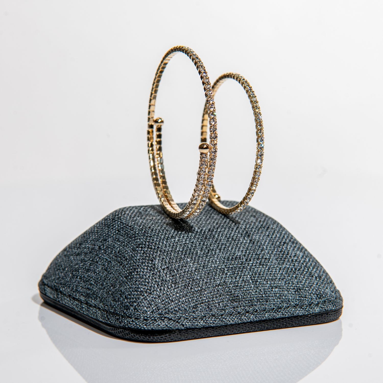 Perfect gift - elegant gold bangles with clear crystals featuring clasp-free flexible wire design