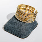 Perfect gift - luxury beaded cuff bangle in gold with flexible wire construction