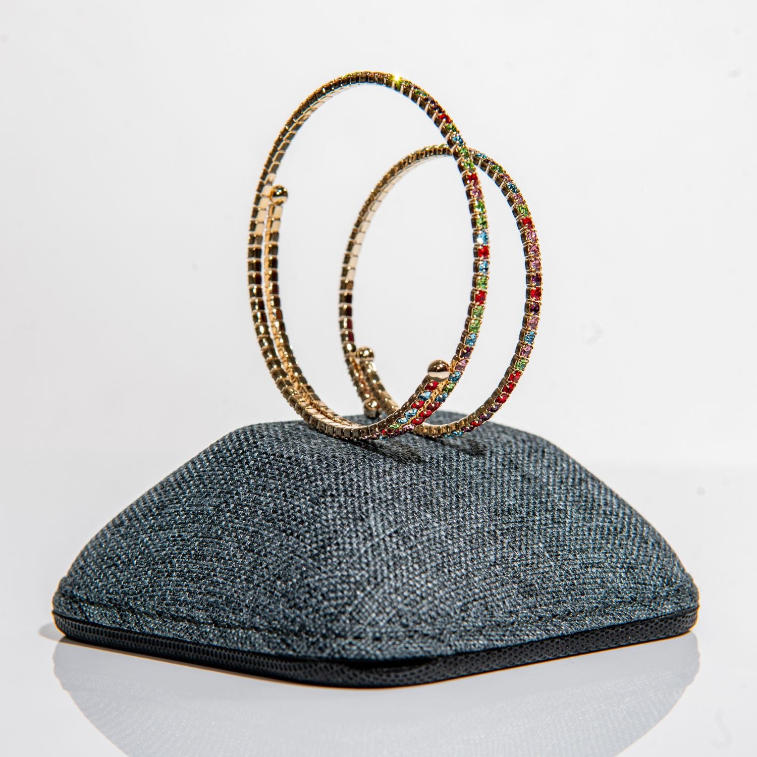 Perfect gift - rainbow crystal bangles in gold with flexible one-size-fits-most design