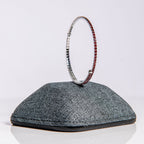 January garnet birthstone bangle in silver featuring deep red crystals on clasp-free memory wire