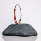 July ruby birthstone bangle in gold showing fiery red crystals on flexible memory wire