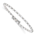 June pearl birthstone bangle in silver featuring timeless pearl crystals on clasp-free design