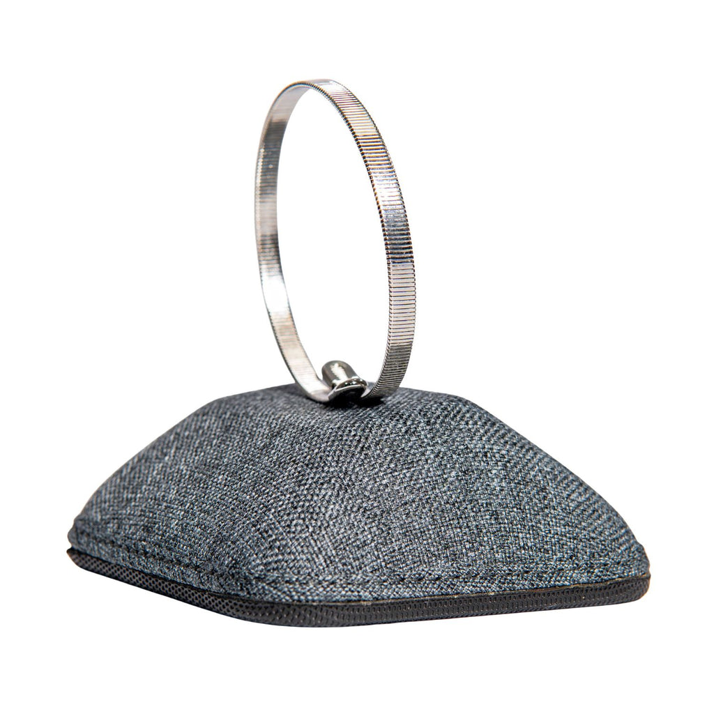 Lucky bangle in silver plating with 5mm textured design featuring one-size-fits-most flexible wire