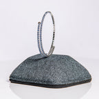 March aquamarine birthstone bangle in silver featuring tranquil blue crystals on clasp-free memory wire