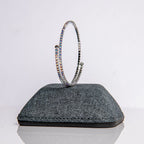 October opal birthstone bangle in silver featuring iridescent crystals on flexible memory wire construction