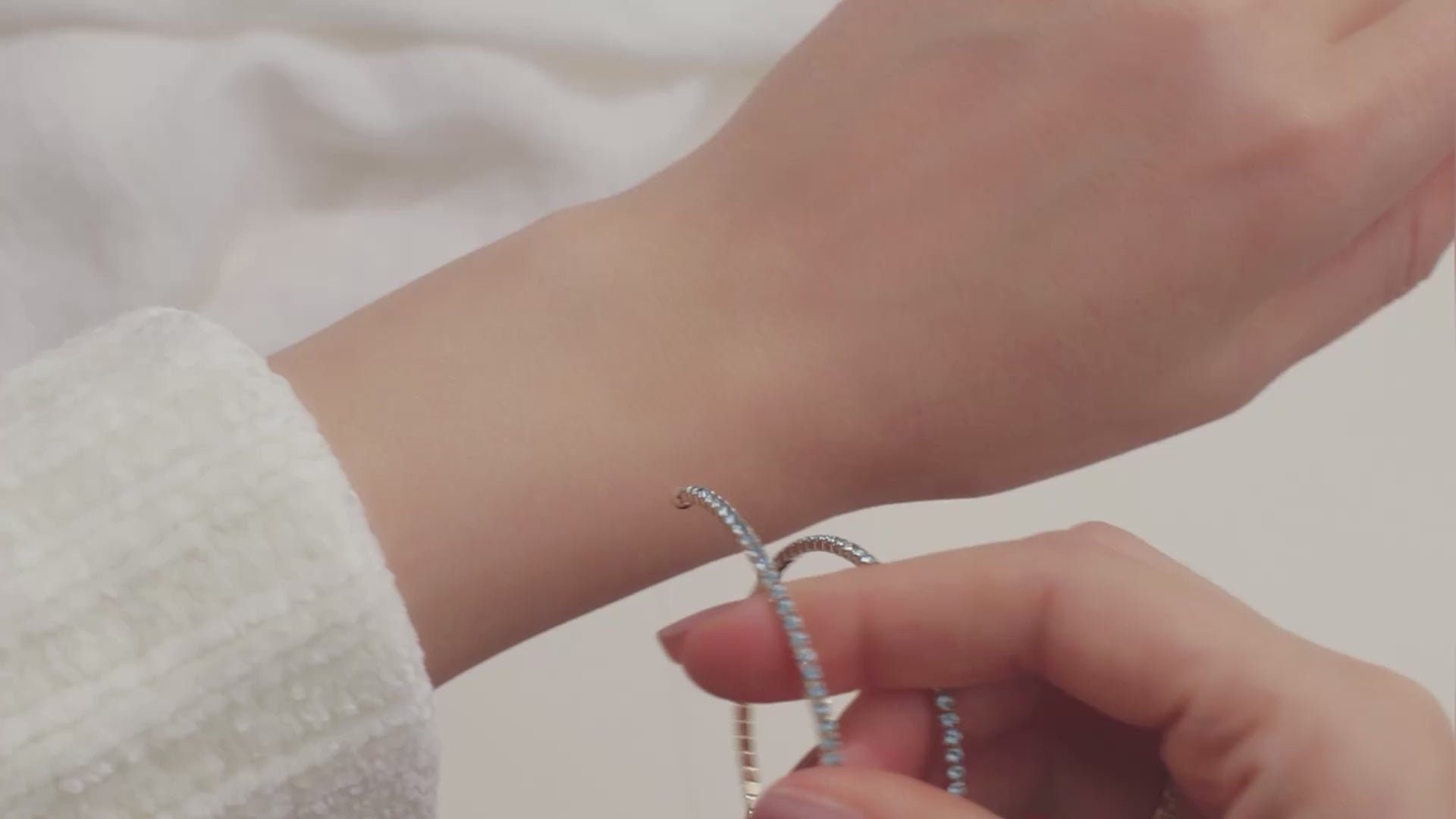 March Aquamarine Birthstone Bangle